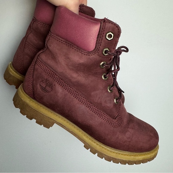 Timberland Bordeaux Red Boots with Leather upper Rubber soles Women’s 8 - Picture 1 of 8